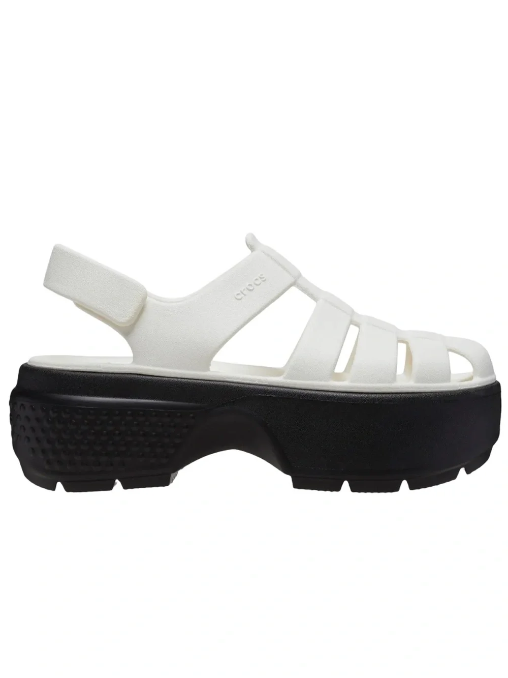 New from Anthropologie CROCS White & Black Platform Fisherman Sandals Size 9